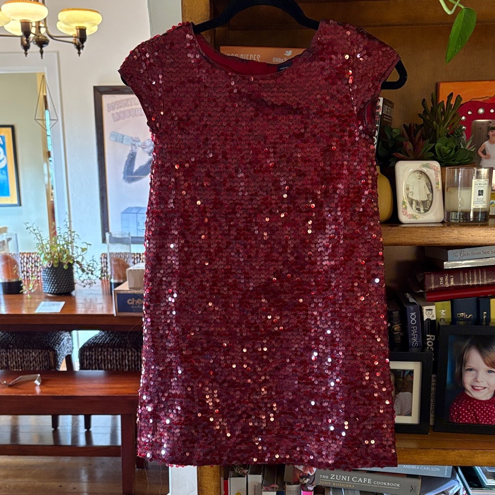 GAP Kids Sparkling Sequin Dress in Burgundy